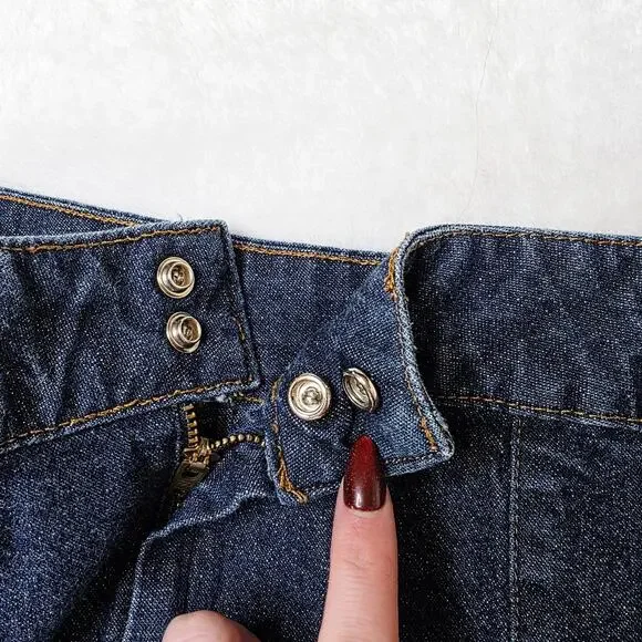 VINTAGE Old Navy Denim Mini Skirt Size 16 Blue Stretch Classic Y2K Casual 90s - Picture 7 of 12